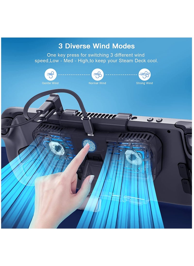 SYOSI - RGB Cooling Fan for Steam Deck & Nintendo Switch OLED, Cooling Fan Dock with Stand & USB-C Adaptor, USB-C Powered with Adjustable Speed & Blue RGB Lighting - Image 1