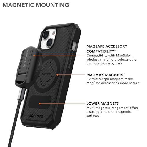 Rokform - iPhone 15 Case, Rugged Series, Magnetic iPhone 15 Cover with RokLock Twist Lock, Drop Tested Armor (Black) - Image 5