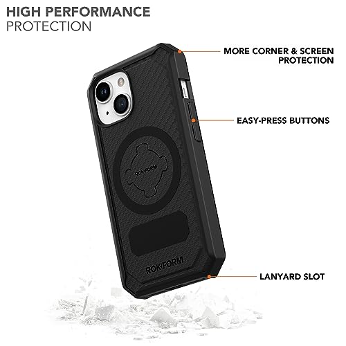Rokform - iPhone 15 Case, Rugged Series, Magnetic iPhone 15 Cover with RokLock Twist Lock, Drop Tested Armor (Black) - Image 3