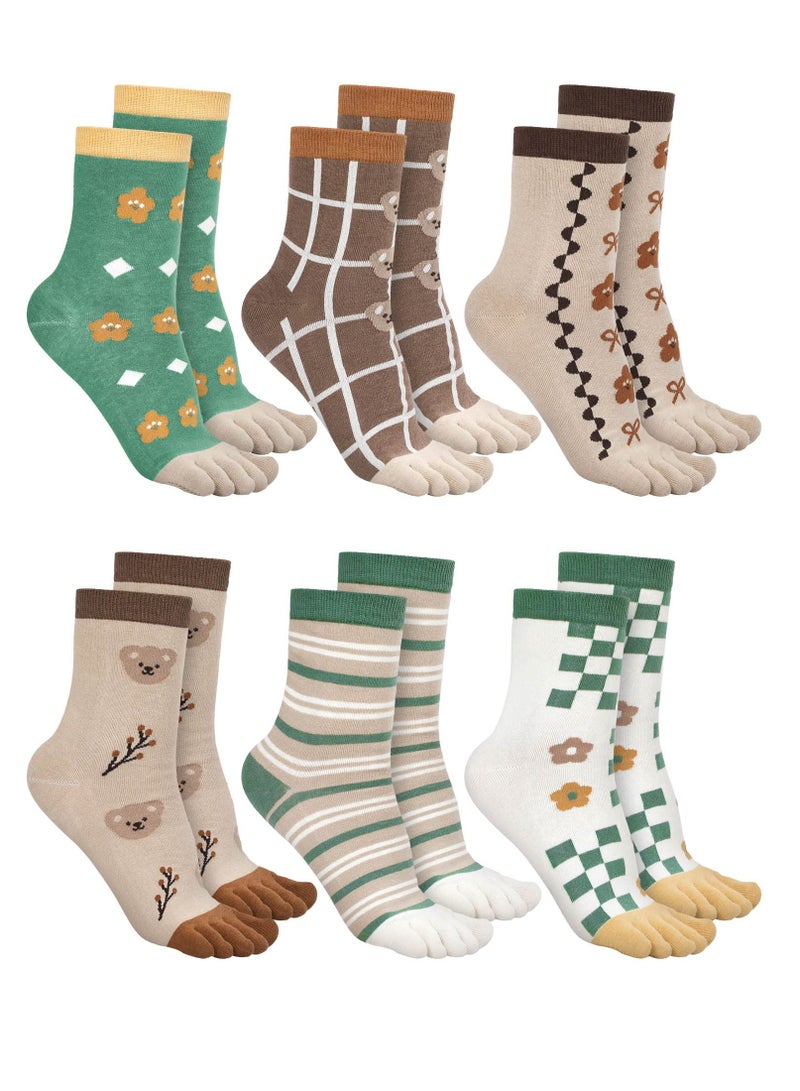 SYOSI 6 أزواج من الجوارب النسائية منخفضة القطع للجري وجوارب منفصلة للأصابع بخمسة أصابع للسيدات غير الرسميات - Image 1