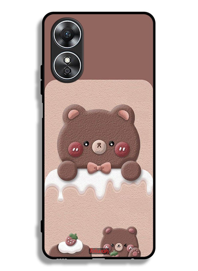 Tolwak Oppo A17 Protective Case Cover Bear Strawberry - Image 2