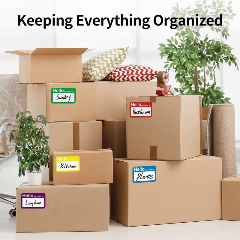 Goodern 1 Roll 300Pcs Colors Name Tags Labels Self-Adhesive Hello My Name Is Stickers Personalized Label Stickers with Perforated Line,Clothing Labels,Name Stickers for School Classroom Office-Hello - Image 3