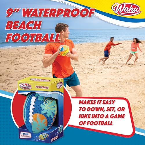 Wahu 100% Waterproof Beach Football with Real Laces for in and Out of Water Play, 9" Outdoor Football for Pool and Beach Games, Blue - Image 4