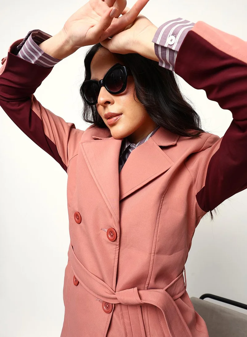 Dennis Lingo Women's Onion 100% Polyester Solid Trench Coat Regular Fit Jacket