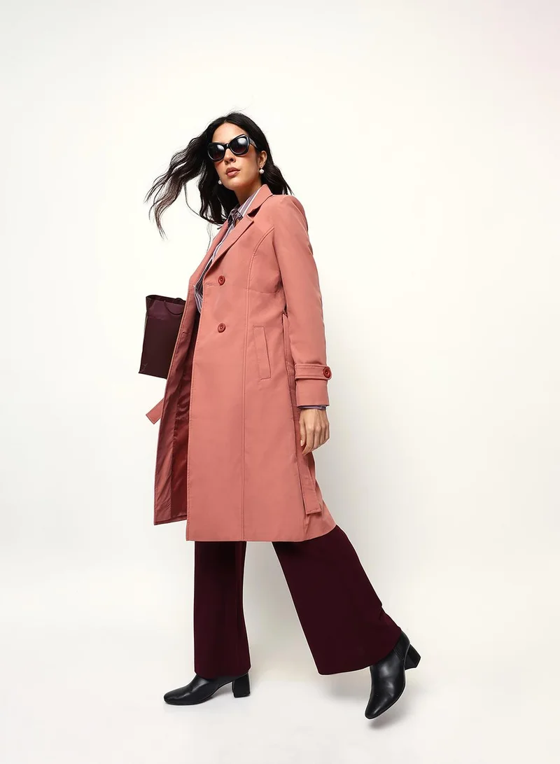 Dennis Lingo Women's Onion 100% Polyester Solid Trench Coat Regular Fit Jacket