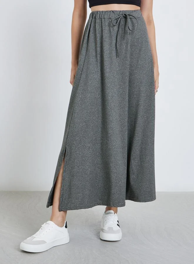 Styli Styli Women Solid Midi Skirt with Drawstring