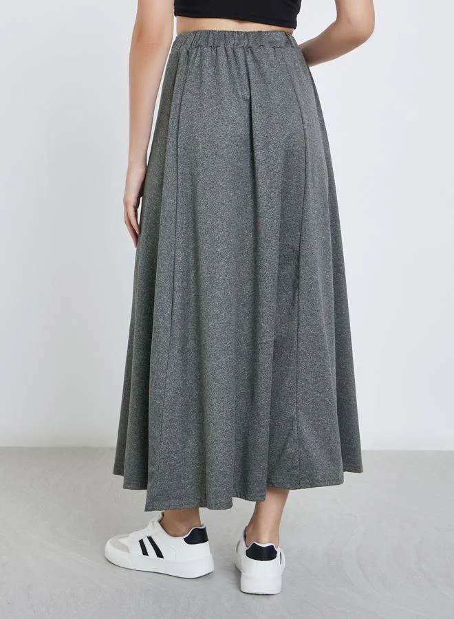 Styli  Styli Women Solid Midi Skirt with Drawstring for Women | Best Price UAE