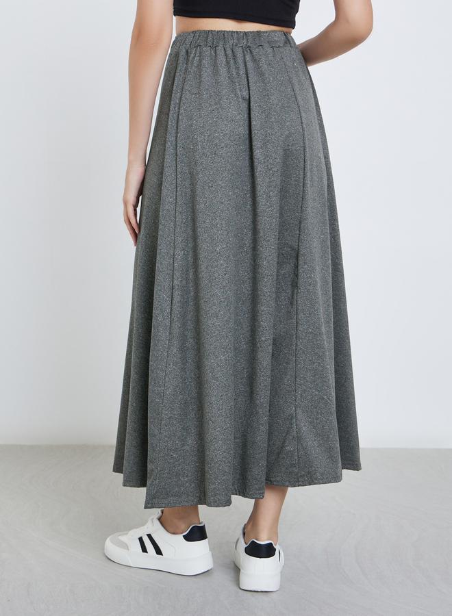 Styli Women Solid Midi Skirt with Drawstring - Image 4