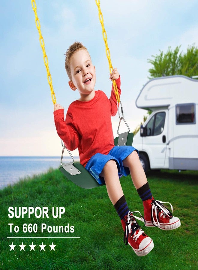 إيه جي بي تك مجموعة أرجوحة AGPTEK، مقعد أرجوحة بسلاسل مقاومة للصدأ بطول 66 بوصة مطلية بمادة بلاستيكية حرارية، يتحمل وزنًا يصل إلى 660 رطلاً، ملحقات وسادة مقعد الأرجوحة بديلة مع خطافات تثبيت للاستخدام الخارجي، في الملاعب، والحدائق، والصالات الرياضية، لون أخضر. - Image 5