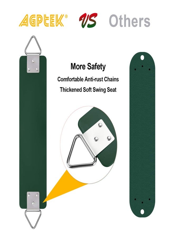 إيه جي بي تك مجموعة أرجوحة AGPTEK، مقعد أرجوحة بسلاسل مقاومة للصدأ بطول 66 بوصة مطلية بمادة بلاستيكية حرارية، يتحمل وزنًا يصل إلى 660 رطلاً، ملحقات وسادة مقعد الأرجوحة بديلة مع خطافات تثبيت للاستخدام الخارجي، في الملاعب، والحدائق، والصالات الرياضية، لون أخضر. - Image 3