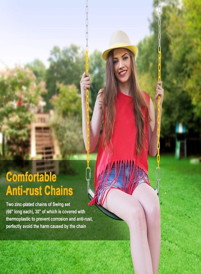 إيه جي بي تك مجموعة أرجوحة AGPTEK، مقعد أرجوحة بسلاسل مقاومة للصدأ بطول 66 بوصة مطلية بمادة بلاستيكية حرارية، يتحمل وزنًا يصل إلى 660 رطلاً، ملحقات وسادة مقعد الأرجوحة بديلة مع خطافات تثبيت للاستخدام الخارجي، في الملاعب، والحدائق، والصالات الرياضية، لون أخضر. - Image 2