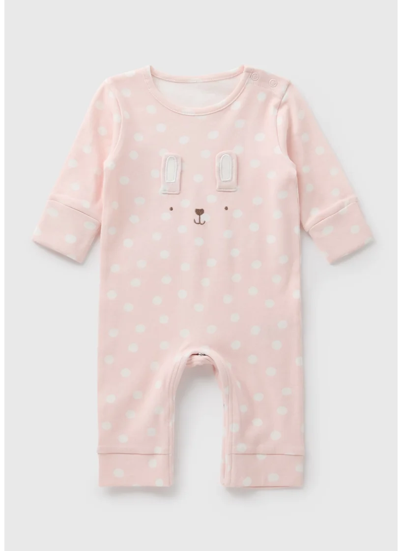 Matalan Baby Pink Bunny Footless Sleepsuit