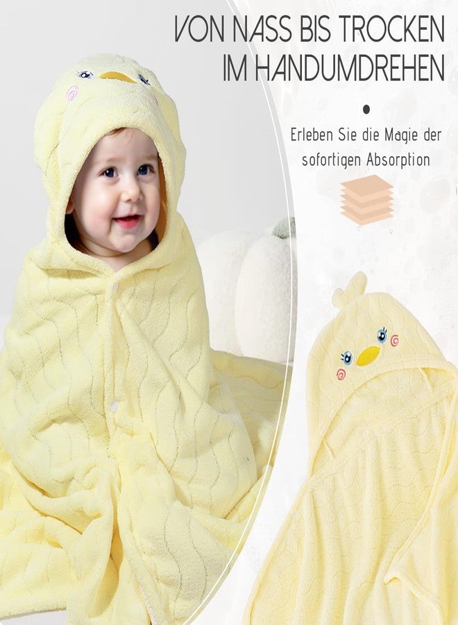 منشفة أطفال بغطاء رأس بتصميم حيوان لطيف من ICKEYOU، مصنوعة من الصوف المرجاني الناعم، منشفة استحمام كبيرة للأطفال الصغار، مقاس 27 × 55 بوصة، فائقة الامتصاص، منشفة استحمام للأطفال (أصفر) - Image 4