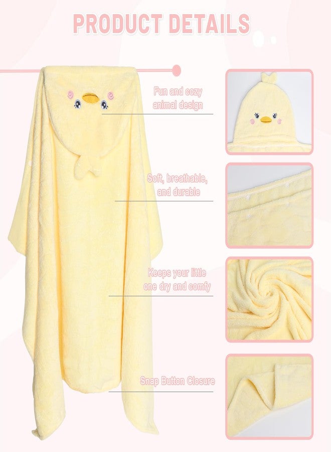 منشفة أطفال بغطاء رأس بتصميم حيوان لطيف من ICKEYOU، مصنوعة من الصوف المرجاني الناعم، منشفة استحمام كبيرة للأطفال الصغار، مقاس 27 × 55 بوصة، فائقة الامتصاص، منشفة استحمام للأطفال (أصفر) - Image 5