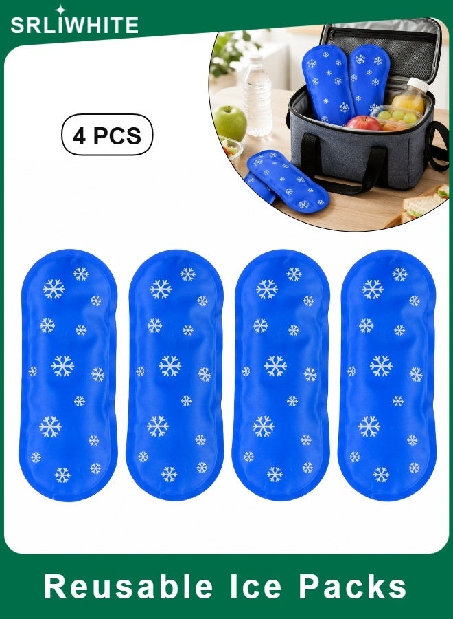 SRLIWHITE 4 Pack Reusable Ice Packs, Blue Gel Cold Packs, Portable Freezer Packs for Lunch Bag, Travel, Outdoor Picnic, Medicine Pouch, Daily Cooling Use - Image 1