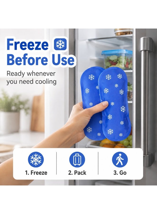 SRLIWHITE 4 Pack Reusable Ice Packs, Blue Gel Cold Packs, Portable Freezer Packs for Lunch Bag, Travel, Outdoor Picnic, Medicine Pouch, Daily Cooling Use - Image 5