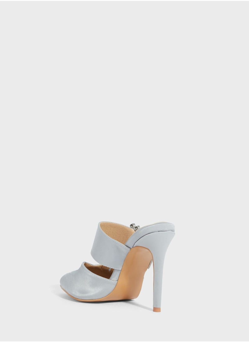 Khizana - Jewelled Buckle Satin Slip On Pump - Image 1