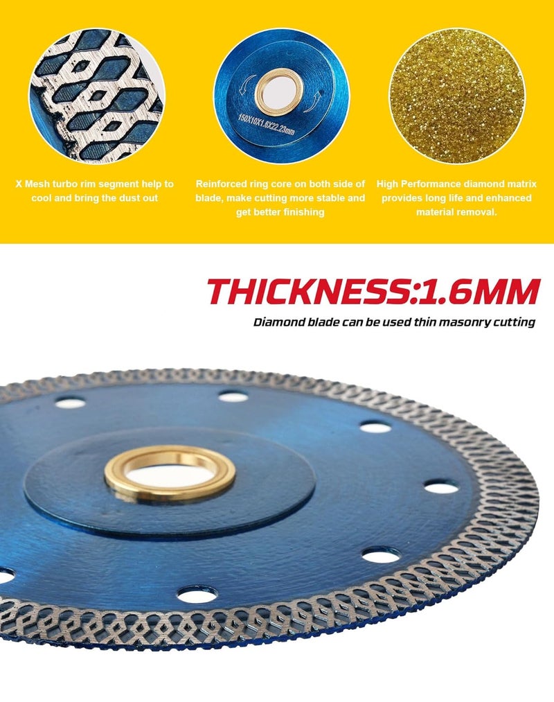 OSTEK 6" Diamond Tile Blade,Super Thin Porcelain Cutting Blade for Granite Marble Ceramics Porcelain Tiles Cutting - Image 5