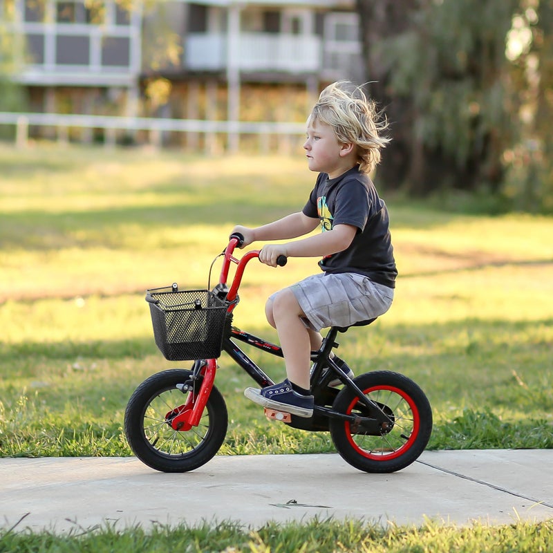 CXWXC Kids Bike Basket - Front Bicycle Bike Basket for Boys and Girls - Bike Baskets with Adjustable PU Straps, Suitable for Most Children's Bicycles and Kids Tricycles (Black) - Image 2