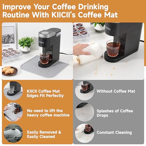 Kiicii Silicone Coffee Mat for Keurig K-Mini Coffee Maker, Coffee Bar Accessory for Countertop, Espresso Machine Accessories, Splash-proof, Easy to Move, Dishwasher Safe - Image 3