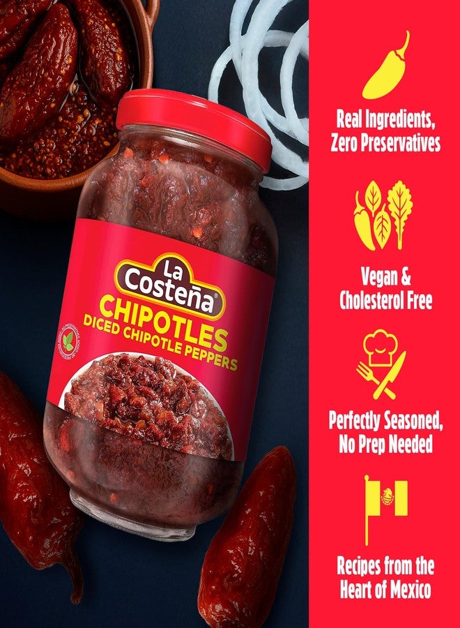 La Costeña Chipotle Peppers - Spicy Smoked Diced Peppers for Chipotle Sauce, Adobo Sauce, Mexican Food, Taco, Enchiladas & Salsa - Pickled Vegetables - Diced Chilis - 8.11oz, 12 Pack Jarred Vegetables - Image 4