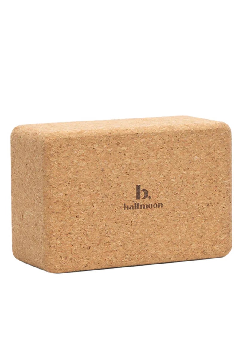 HALFMOON Cork Block 4″ | Larger Natural Cork Yoga Block with Rounded Edges for Stability and Comfort - Image 1