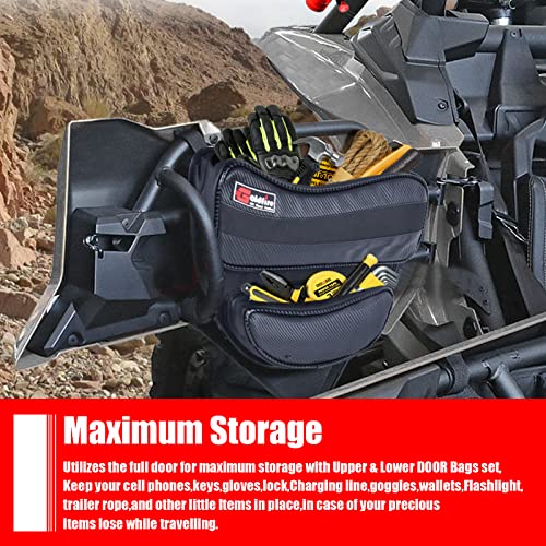 Goldfire Rear Door Tool Organizer Bags UTV X3 Storage Bag Accessories Rear Upper Lower Door Bags Gear Bag Fits for Can Am Maverick X3 Max Turbo R 2017-2024(Black) - Image 3