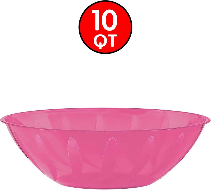 Amscan Bright Pink Plastic Recyclable Bowl  10 qt 1 Piece  Durable Serveware Ideal for Everyday Use and Any Occasion - Image 2