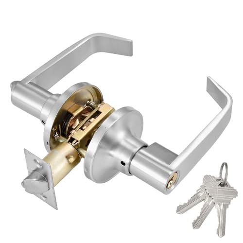 Aartner Commercial Door Lever Lock HeavyDuty Locking Door Handle Entry Door Handle with Key Reversible Exterior and Interior Door Lever for Front Entrance Bedroom and Bathroom Silver For Door 2545mm - Image 1