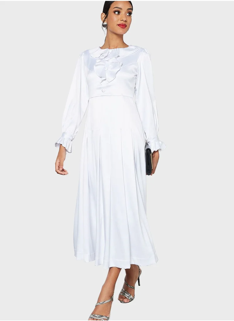 SIVVI for HANIYA Round Neck Pleated Detail Dress