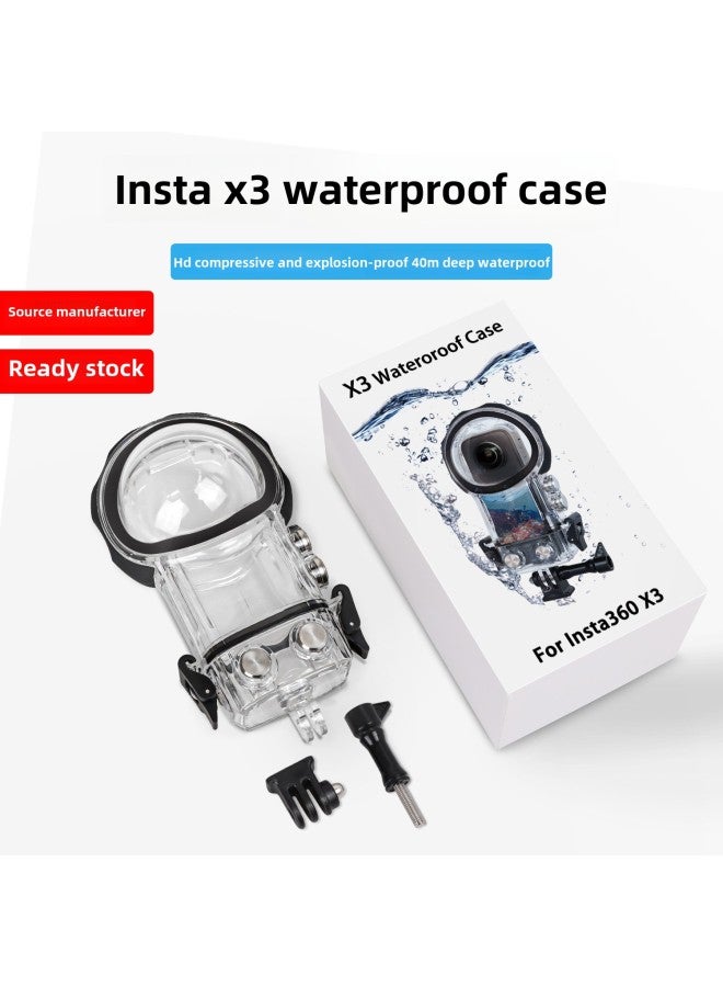 Sports Camera Waterproof Protective Shell Gopro Shadow Stone Insta360 Hero Diving Shell HD Anti-pressure Deep Diving-Color:Insta360X3 - Image 1
