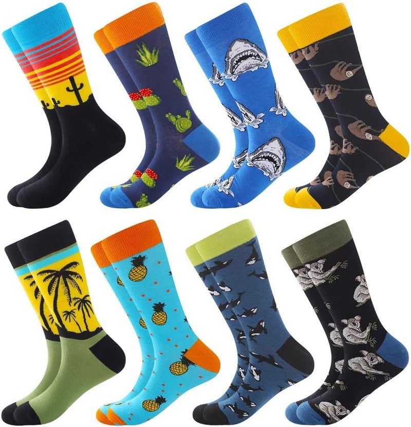 BISOUSOX Mens Dress Socks Funny Fun Colorful Crazy Funky Crew Socks for Men Novelty Happy Cotton Size 9-12 - Image 1
