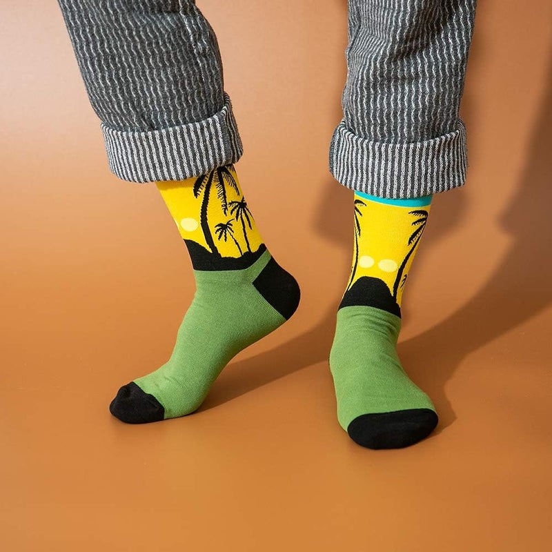 BISOUSOX Mens Dress Socks Funny Fun Colorful Crazy Funky Crew Socks for Men Novelty Happy Cotton Size 9-12 - Image 3