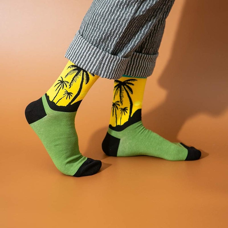 BISOUSOX Mens Dress Socks Funny Fun Colorful Crazy Funky Crew Socks for Men Novelty Happy Cotton Size 9-12 - Image 4