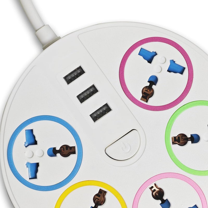 ELONSEY 10m Universal Power Extension Cord with 4 Power Plugs 4 Power Strip Outlets, 4 Way Power Strip, Extension Lead 10 meters - White (10M 4S) - Image 1