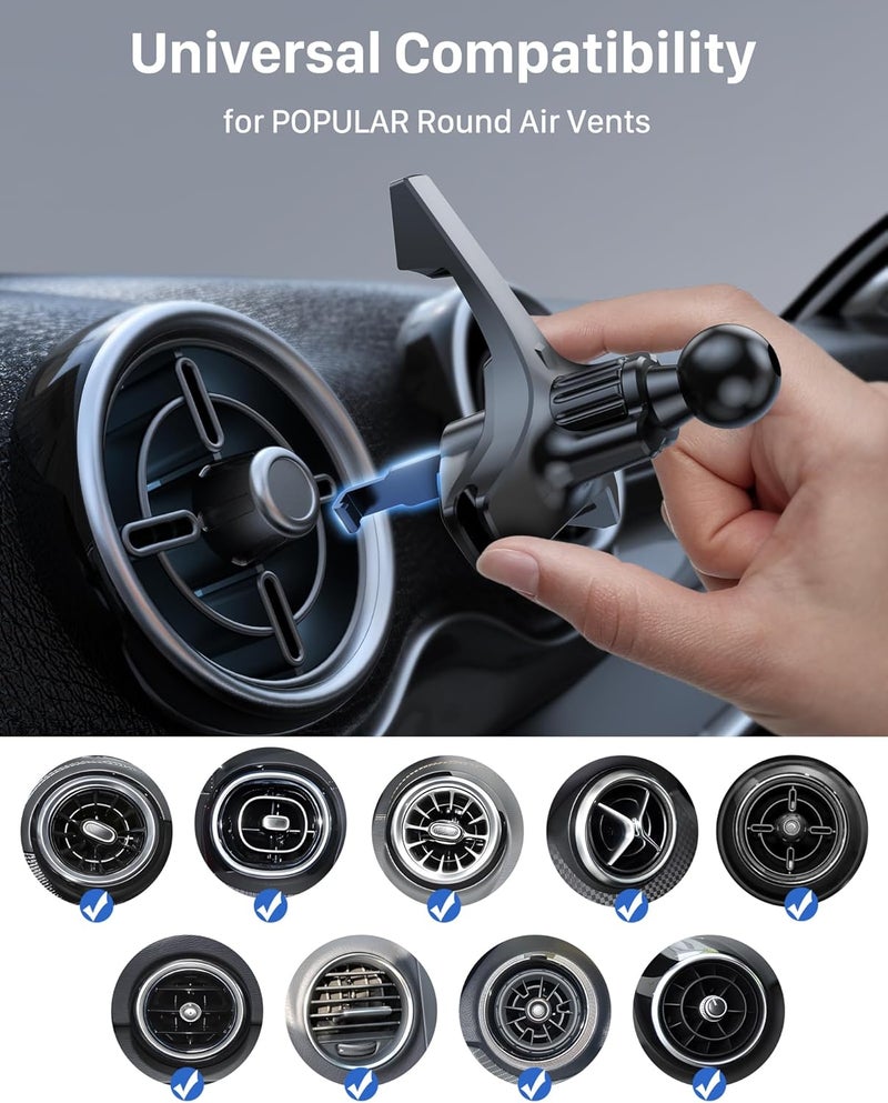 YOSH Smartphone Holder for Round Ventilation, Compatible with Mercedes-Benz A/B/C/V Class, Sprinter, Stable Triangle Hooks Car Smartphone Holder for iPhone Samsung Pixel Mercedes-Benz - Image 4