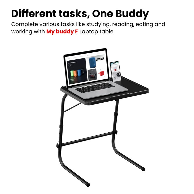 Portronics My Buddy F Multipurpose Movable Adjustable Laptop TableBlack - Image 2