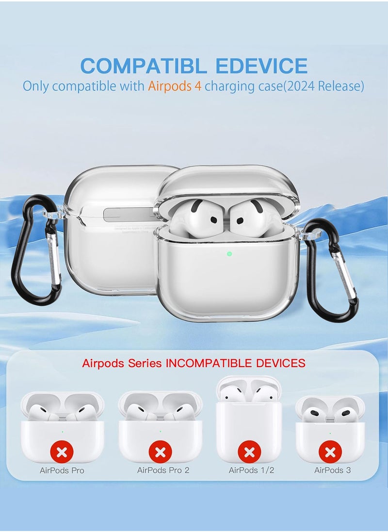 CATANES ( for Airpods 4 2024 ) Case Soft Silicone Elegant Cover with Keychain / Clear Color  - Image 5