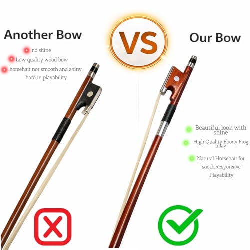 MOCKING BIRD 4/4 Violin Bow with Rosin| Straight Brazilwood & Natural Violin Bow Horse hair for All types of Violin/Viola| Best for Students & Professionals - Image 4