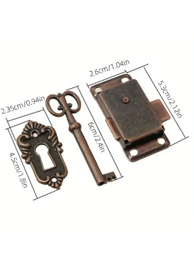 Antique Iron Door Lock With Key Green Bronze Vintage Wood Box Cabinet Wardrobe Furniture Hardware Ideal For Christmas Halloween Gifts - Image 4
