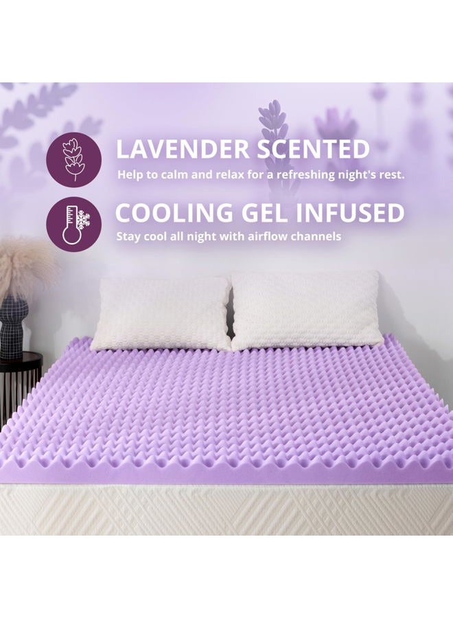 MLILY 4 Inch Egg Crate King Memory Foam Mattress Topper, Lavender Scent Gel Infused Foam Mattress Topper for Pressure Relief, CertiPUR-US Certified King Bed Topper, Purple, 76"×80" - Image 3