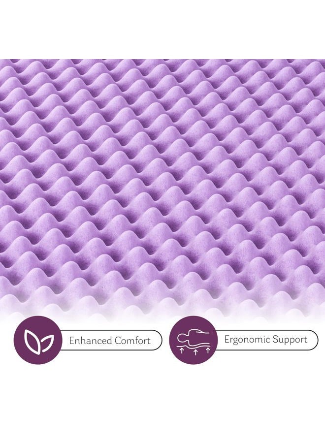 MLILY 4 Inch Egg Crate King Memory Foam Mattress Topper, Lavender Scent Gel Infused Foam Mattress Topper for Pressure Relief, CertiPUR-US Certified King Bed Topper, Purple, 76"×80" - Image 4