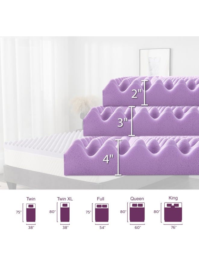 MLILY 4 Inch Egg Crate King Memory Foam Mattress Topper, Lavender Scent Gel Infused Foam Mattress Topper for Pressure Relief, CertiPUR-US Certified King Bed Topper, Purple, 76"×80" - Image 5