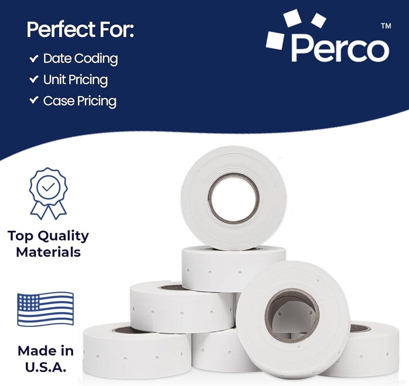 Perco 2 Line White Labels - 8 Rolls, 1 Sleeve, 6,000 Blank Price and Date Gun Labels for 2 Line Price and Date Guns - Made in USA - Image 4