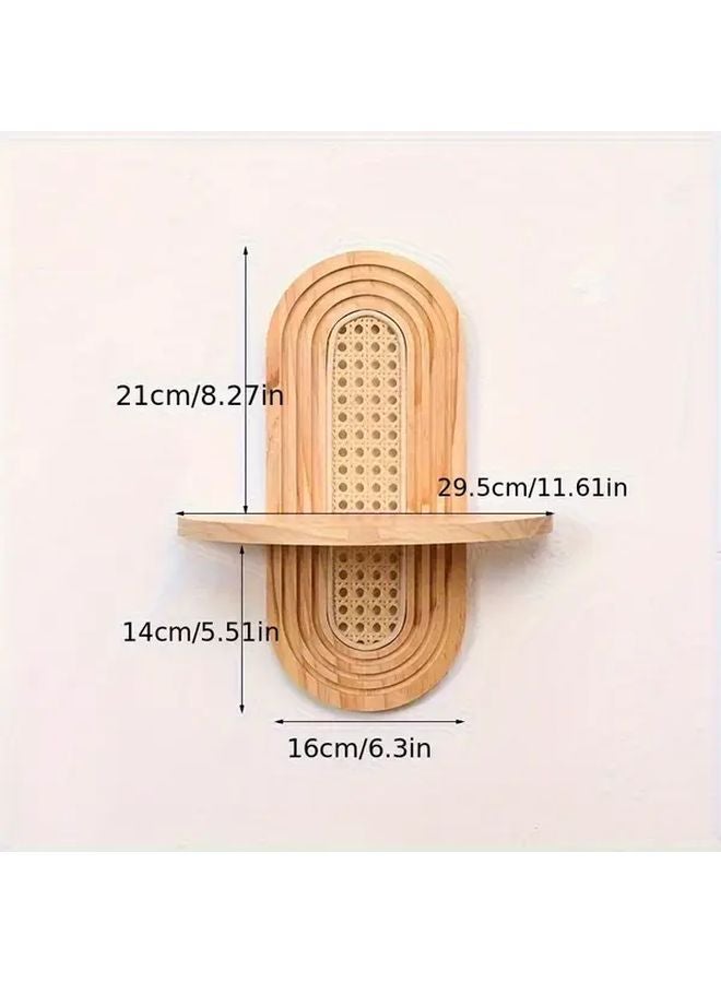 2 قطعة من أرفف الجذع الخشبي ذات الطراز البوهيمي، أرفف جدارية عائمة خشبية من الخيزران ذات طابع ريفي وعتيق - Image 3