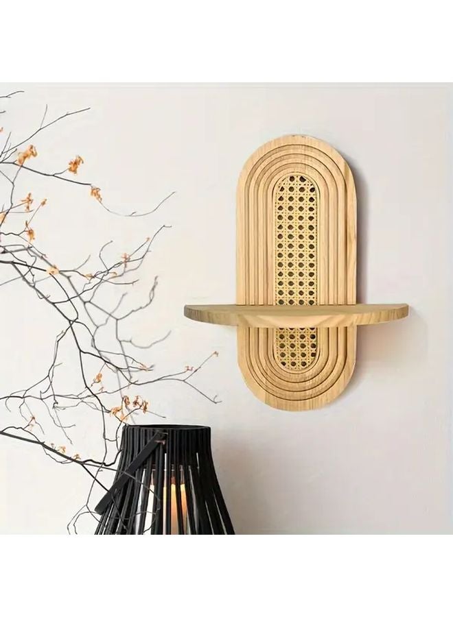 2 قطعة من أرفف الجذع الخشبي ذات الطراز البوهيمي، أرفف جدارية عائمة خشبية من الخيزران ذات طابع ريفي وعتيق - Image 4