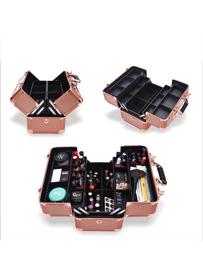 ADSON Professional Beauty Makeup Box Cosmetic Vanity Case/Box (Rose Gold 6) - Image 4