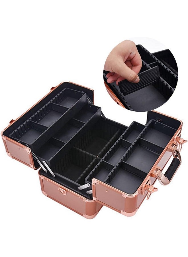 ADSON Professional Beauty Makeup Box Cosmetic Vanity Case/Box (Rose Gold 6) - Image 2