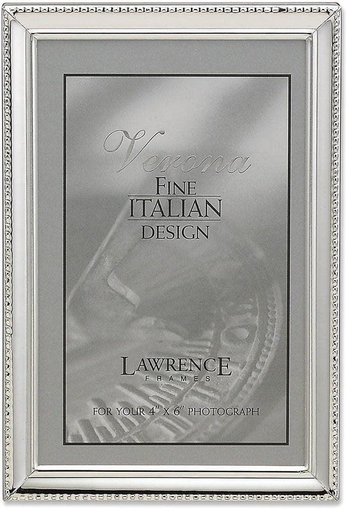 11646 POLISHED SILVER PLATE 4X6 PICTURE FRAME BEAD BORDER DESIGN
