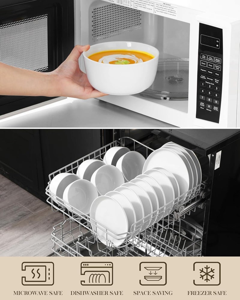 MALACASA LEXI Series 24-Piece Premium Porcelain Gourmet Dinnerware Set for 8 People, Chip and Scratch Resistant, Microwave and Dishwasher Safe (White) - Image 4